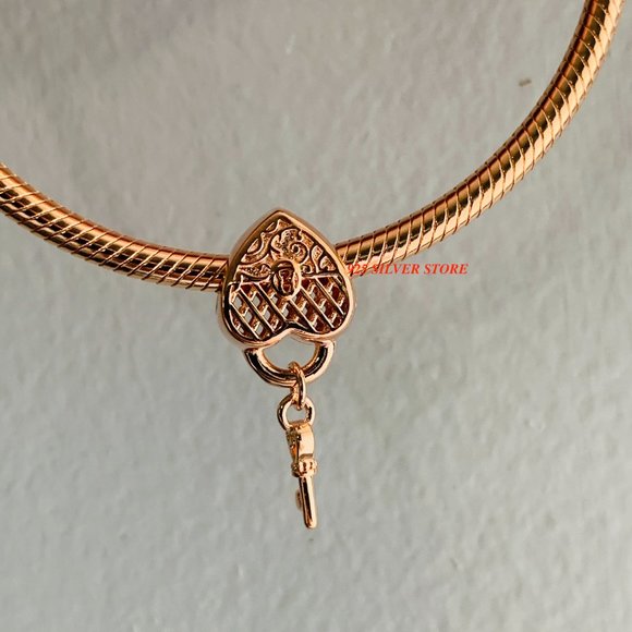 NEW Authentic Pandora Rose Gold Love You Lock Charm 787655 - Picture 3 of 8